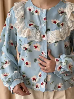 شومیز گل گلی یقه چینی - فروشگاه آنلاین گیوا