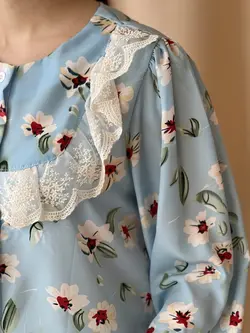 شومیز گل گلی یقه چینی - فروشگاه آنلاین گیوا