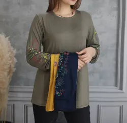 شومیز آستین گلدار میخک