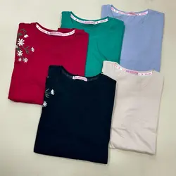 ست تیشرت و شلوار گلدوزی گلبرگ