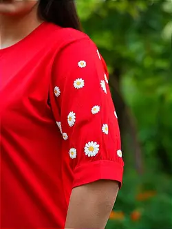 بلوز آستین سه ربع بابونه