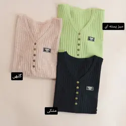 تیشرت بافت جلو دکمه