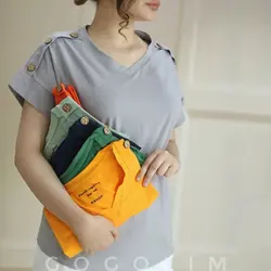 تیشرت سرشانه دکمه دارbr
