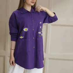 مانتو دو جیب گلدوزی بابونه