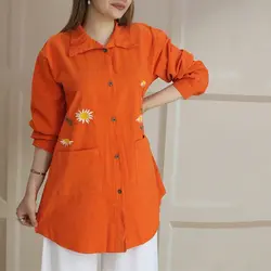 مانتو دو جیب گلدوزی بابونه