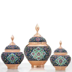 ظرف پذیرایی سیبی مس و پرداز میراث سایز 3 کد mp 023