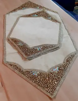 رومیزی سه تکه مخمل سنگ دوزی