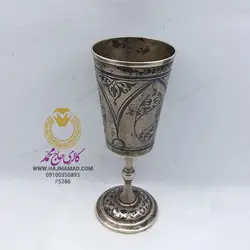 پیاله نقره مشروب خوری کهنه | نقره سیاه قلم کهنه | ظروف کهنه نقره و مسی در گالری حاج محمد