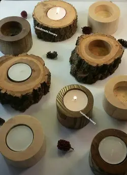 جا شمعی چوبی(استوانه‌ای، کنده‌ای)