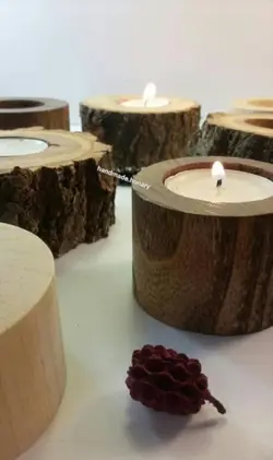 جا شمعی چوبی(استوانه‌ای، کنده‌ای)