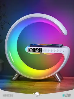 اسپیکر و ساعت زنگدار RGB دار و وایرلس شارژ Speaker and alarm clock with RGB and wireless charging - فروشگاه هنری شاپ | Heneri.shop