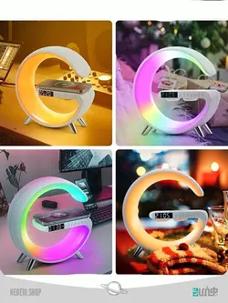 اسپیکر و ساعت زنگدار RGB دار و وایرلس شارژ Speaker and alarm clock with RGB and wireless charging - فروشگاه هنری شاپ | Heneri.shop