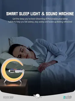 اسپیکر و ساعت زنگدار RGB دار و وایرلس شارژ Speaker and alarm clock with RGB and wireless charging - فروشگاه هنری شاپ | Heneri.shop