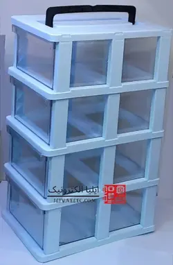 جعبه 4 کشو 4 طبقه دسته دار کشو بسیار بزرگ H4 (کشو اندازه کاغذ a4) قناد پلاست (بهترین جنس بازار) - ایلیا الکترونیک