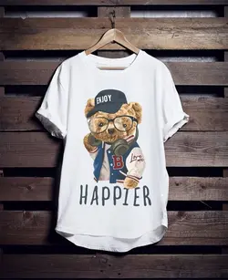 تیشرت تدی happier2021 - تولیدی پوشاک اینفیمم