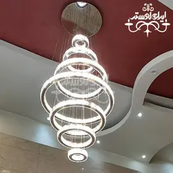 لوستر مدرن کریستالی 7 طبقه استیل