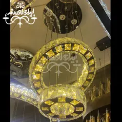 لوستر مدرن 30/15 سه طرف کریستال استیل