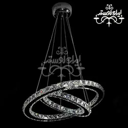 لوستر مدرن کریستالی 50/30 گرد استیل