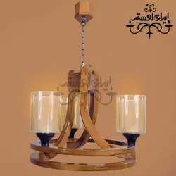 لوستر چوبی پیچک 3 شاخه