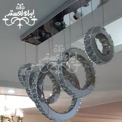 لوستر مدرن کریستالی 5 حلقه خطی