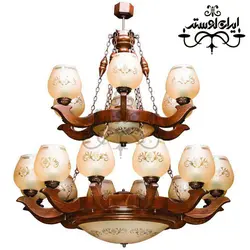 لوستر چوبی مرجان 18 شاخه طبقاتی