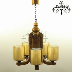 لوستر چوبی آلفا 5 شاخه رو به بالا
