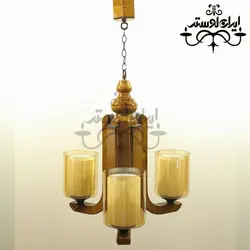 لوستر چوبی آلفا 3 شاخه رو به بالا