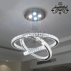 لوستر آویز مدرن کریستالی گرد 60-40-20 استیل