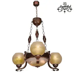 لوستر چوبی رومی سه شاخه دارکار