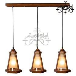 لوستر آویز چوبی خطی هانا 3 شعله