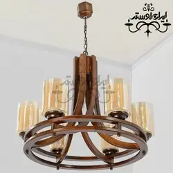لوستر چوبی رولت دو گلس شش شاخه دارکار