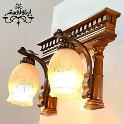 لوستر دیواری چوبی تخت جمشید دو شعله دارکار-راهنمای خرید-ایران لوستر