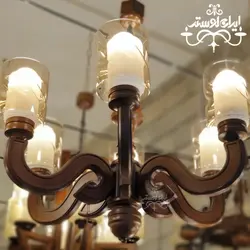 لوستر چوبی اسپانیش شش شاخه دارکار