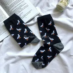 جوراب ساق بلند فانتزی طرح اردک کد 1016