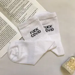 جوراب نوشته دار طرح f*ck covid کد 1083