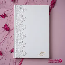 آلبوم آماده جلد چرم سفید گلدار