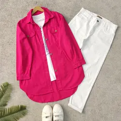 شومیز کتان سرخابی