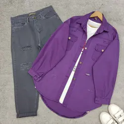 شومیز جین بنفش