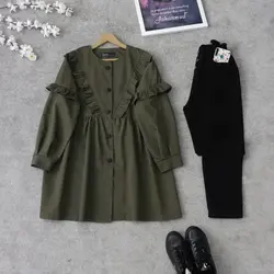 مانتو جلو دکمه چین دار