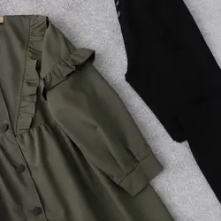 مانتو جلو دکمه چین دار