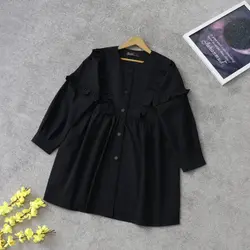 مانتو جلو دکمه چین دار