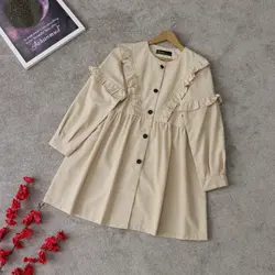 مانتو جلو دکمه چین دار