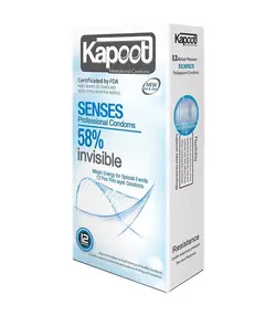 کاندوم کاپوت نازک و شیاردار Kapoot 58% Invisible بسته 12 تایی - جنسی