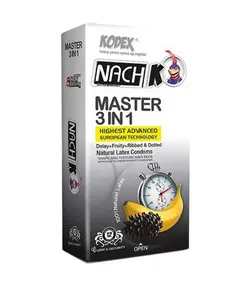 کاندوم ناچ کدکس تاخیری، خاردار و شیاردار Master 3 in 1 بسته 12 تایی - جنسی