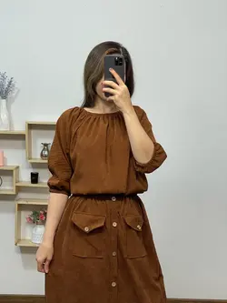 بلوزدامن مخمل کبریتی