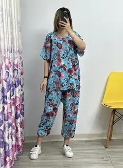 ست بلوز شلوار آبی