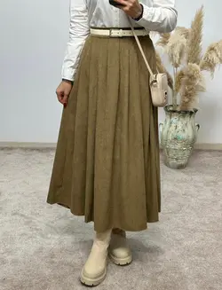 دامن مخمل کبریتی پلین