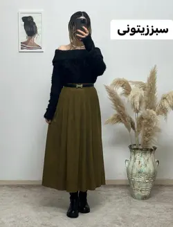 دامن مخمل کبریتی پلین