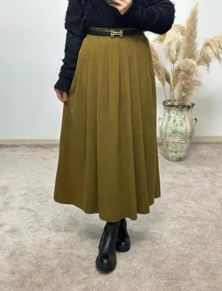 دامن مخمل کبریتی پلین