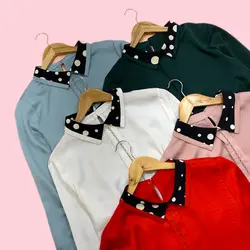 شومیز یقه توپی